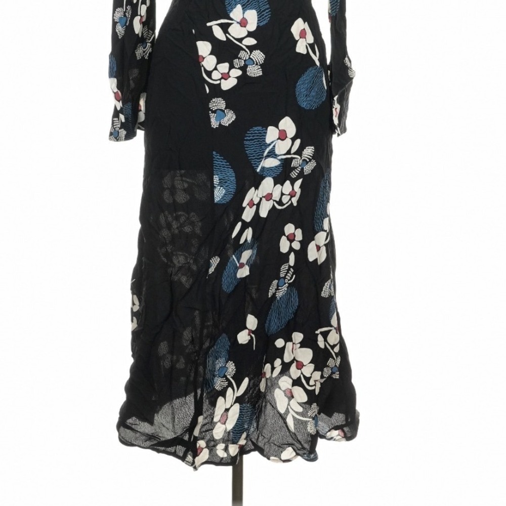 Mint Velvet Black Floral Midi Dress Size 6 Romantic Boho Wedding Guest - Picture 4 of 11